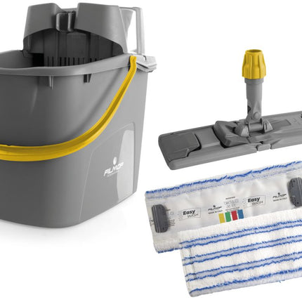 Set galeata 15l cu storcator profesional, suport+mop, galben, fara maner, Easy wash, Filmop - 2815UC