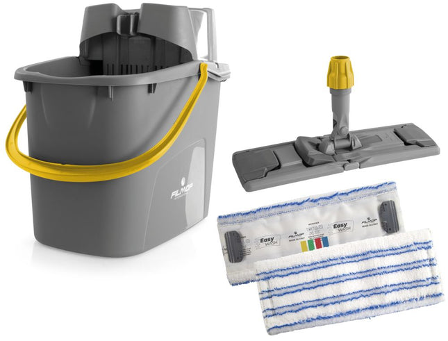 Set galeata 15l cu storcator profesional, suport+mop, galben, fara maner, Easy wash, Filmop - 2815UC