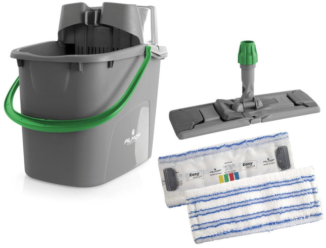 Galeata 15l cu storcator profesional, suport+mop, verde, fara maner, Easy wash, Filmop - 2815UF