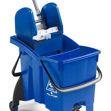 Cărucior profesional Filmop, TWICE, găleată albastră 30 L cu două compartimente și storcător – 0000SL2800A