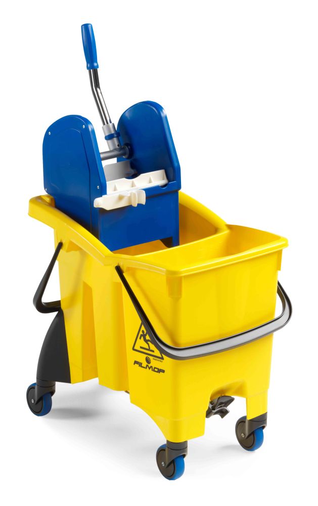 Cărucior profesional Filmop TWICE, găleată galbenă 30 L cu două compartimente și storcător – 0019SL2800C