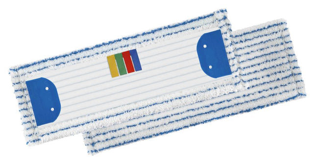 Rezervă mop microfibră, Filmop, SPEEDY SKILL-FUR, alb cu dungi albastre, 40 × 13 cm, cu clapete – 0413C00