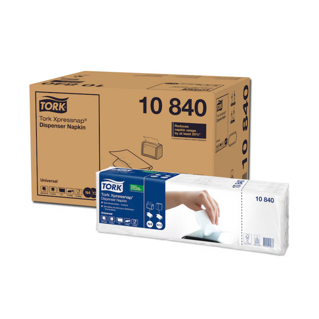 Șervețele de masă pentru dispenserul Tork Xpressnap®, albe, 225 buc/pachet, 40 pachete/bax - 10840