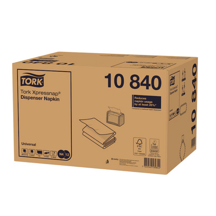 Șervețele de masă pentru dispenserul Tork Xpressnap®, albe, 225 buc/pachet, 40 pachete/bax - 10840