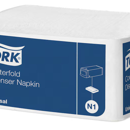 Șervețele de masă, Tork, Counterfold, albe, 1 strat, 30 × 33 cm, 300 porții/pachet (24 buc/bax) N1 – 10935