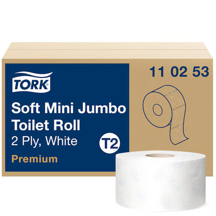 Hârtie igienică, Tork, Mini Jumbo Premium Soft, albă, 2 straturi, 170m/rolă (12 role/bax), T2 - 110253