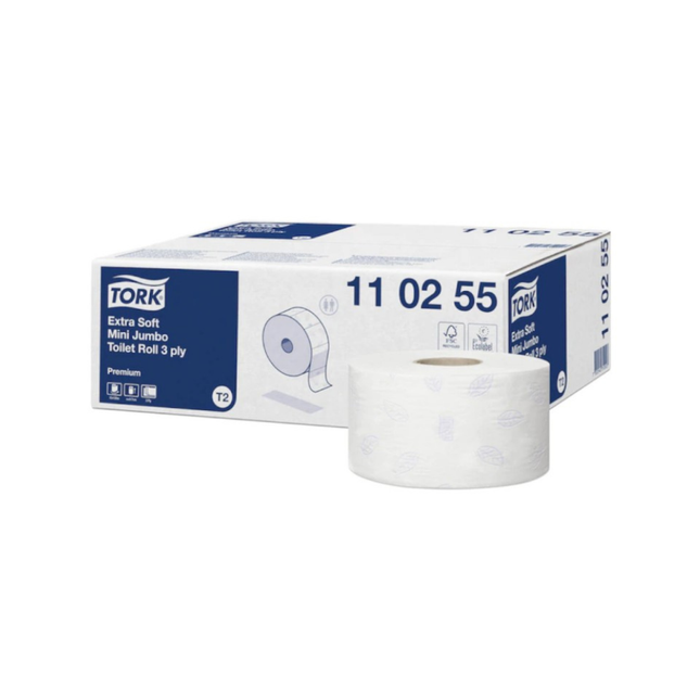 Hârtie igienică, Tork, Mini Jumbo Premium Extra Soft, 3 straturi, 120m/rolă, 12 role/bax, T2 - 110255