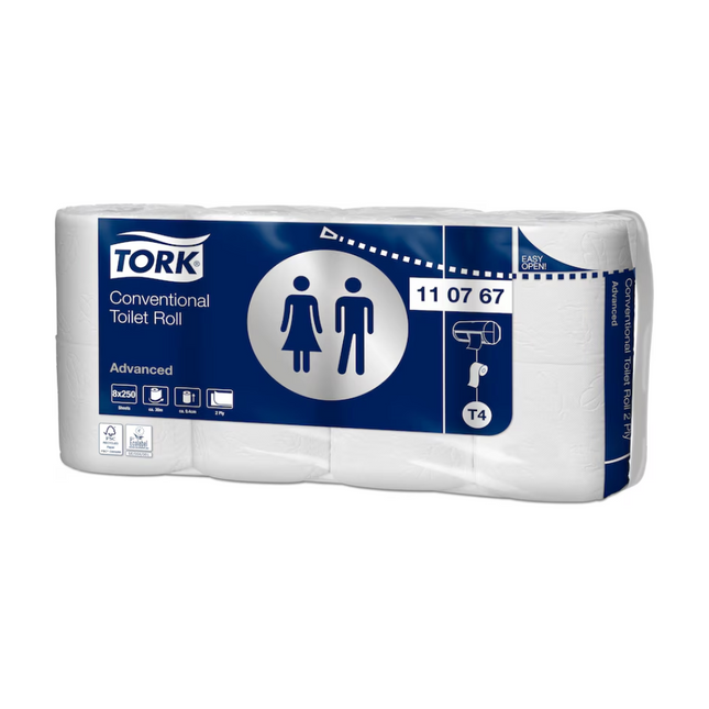 Role de hârtie igienică, Tork, Conventional Advanced, 2 straturi, 30m, 8 role/bax - 110767