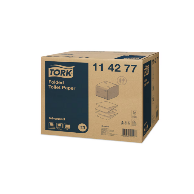 Hârtie igienică pliată, Tork, Advanced, 2 straturi, 252 buc/pachet, 36 pachete/bax, T3 - 114277