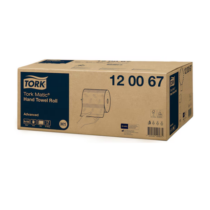 Prosoape pentru mâini, Tork, Matic® Advanced, rolă, H1, albe, 2 straturi, 150m/rolă (6 role/bax) - 120067
