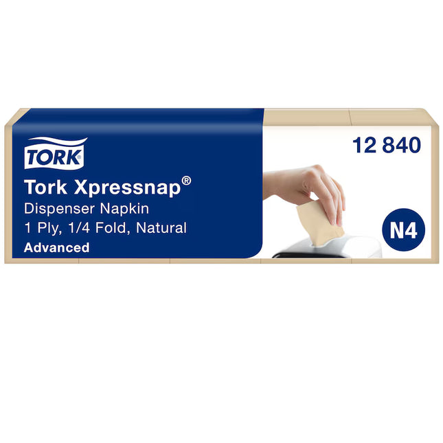 Șervețele masă, Tork, Xpressnap® Advanced Natural, 1 strat, 225 porții/pachet (40 buc/bax), natur, N4 – 12840