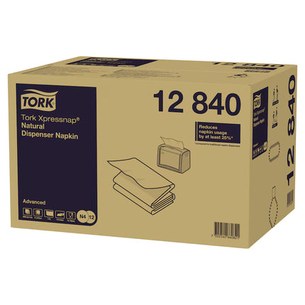 Șervețele masă, Tork, Xpressnap® Advanced Natural, 1 strat, 225 porții/pachet (40 buc/bax), natur, N4 – 12840