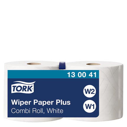 Hârtie de șters, Tork, Combi Plus, alb, 2 straturi, 2 x 255 m, 2 x 750 porții, W1/W2, 2 role – 130041