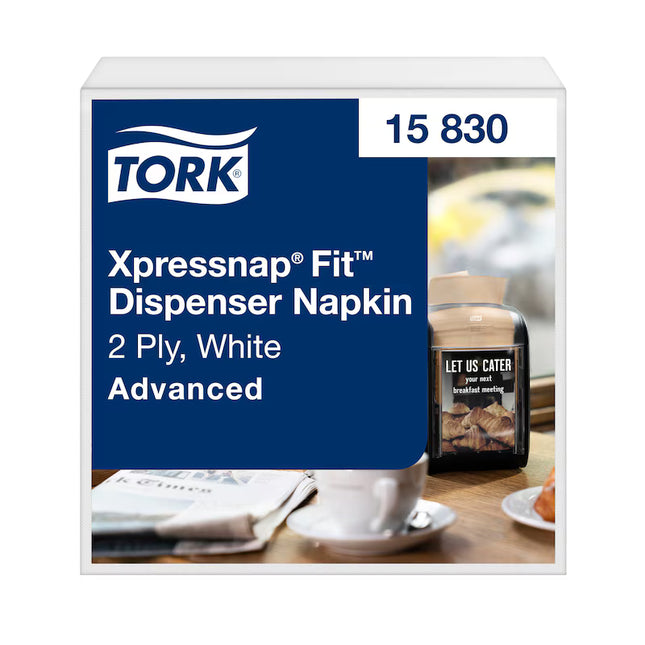 Șervețele de masă, Tork, Xpressnap Fit® Advanced, albe, 2 straturi, 720 porții/set (6 seturi/bax), N14 – 15830