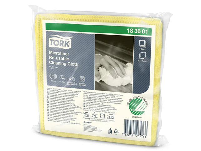 Lavete microfibră, Tork, galbene, 6 bucăți/pachet, 6 pachete/bax, 30.5×30.5 cm, 183601