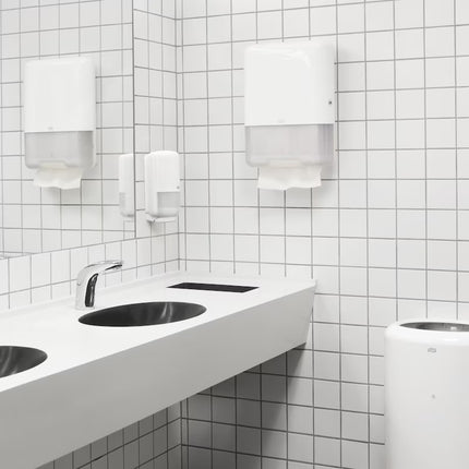 Prosoape pentru mâini, Tork, Flushable Singlefold Advanced, dizolvabile, pliate în V, albe, 2 straturi, 250 porții/pachet (15 pachete/bax), H3 – 290190