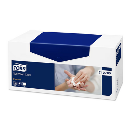 Lavete pentru spălare pacienți, Tork, Premium Soft, 135 buc/pachet, 8 pachete/bax, albe - 742200