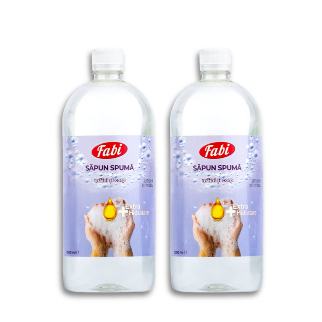 Săpun spumă, Fabi, 2 x 1L, fără parabeni