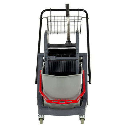 Cărucior profesional curățenie, Sprintus, cadru din plastic, 2 găleți × 17 L, cu storcător – 301001