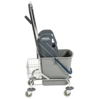 Cărucior curățenie, Sprintus, cadru metal cromat, 1 găleată 27 L, presă mop – 301035