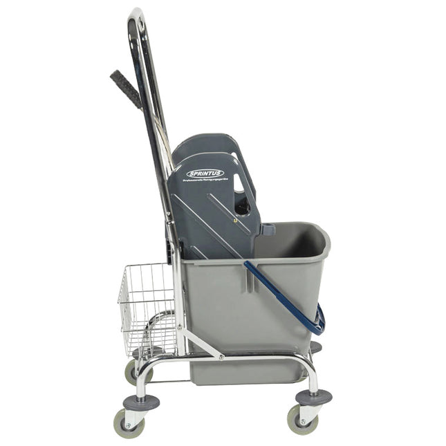 Cărucior curățenie, Sprintus, cadru metal cromat, 1 găleată 27 L, presă mop – 301035
