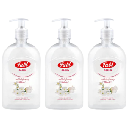 Set economic 3 x 500 ml săpun lichid parfumat cu ylang-ylang, ideal pentru rezerve și igiena zilnică a mâinilor, cu aromă florală intensă.