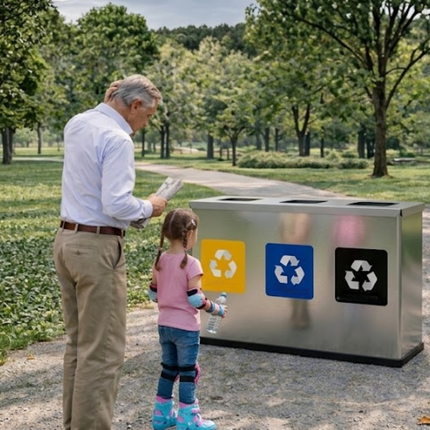 Stație pentru colectare selectivă, Alda, oțel, 3X35 L