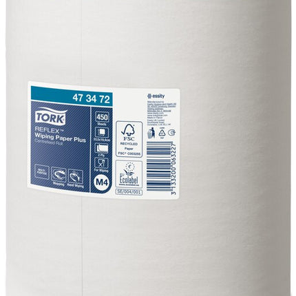 Prosoape Midi cu derulare centrală, Tork, Reflex Advanced, alb, 2 straturi, 150.8 m/rolă, 450 porții (6 role/bax), M4 – 473472