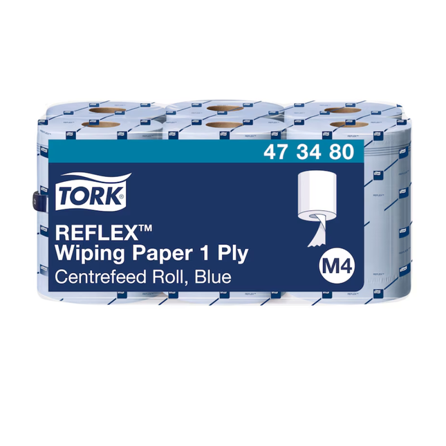 Prosop hârtie cu derulare centrală, Tork Reflex™, albastru, 1 strat, M4, 6 role/bax - 473480