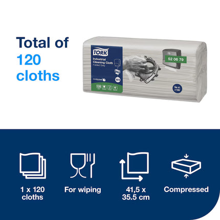 Lavete industriale, Tork, gri, 35.5×41.5 cm (120 bucăți/pachet) W4 - 520679