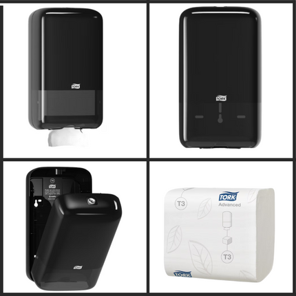 Pachet Tork Dozator hârtie igienica + hârtie igienică pliată, 2 straturi, Advanced - 556008/114277