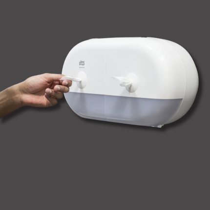 Dispenser de role de hârtie igienică Tork SmartOne® Twin Mini, alb - 682000