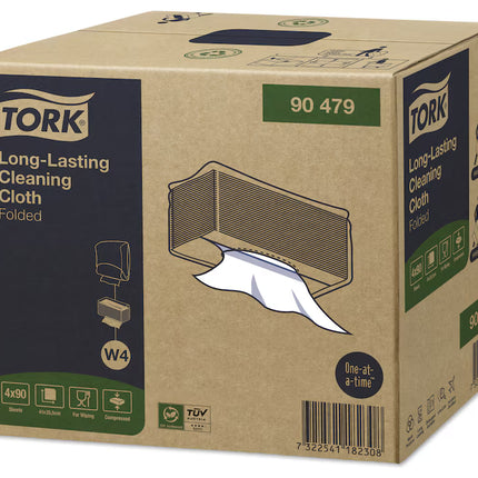Lavete Multipurpose Long-Lasting, Tork, albe, 35.5×41 cm, 90 porții/pachet (4 pachete/bax), W4 - 90479