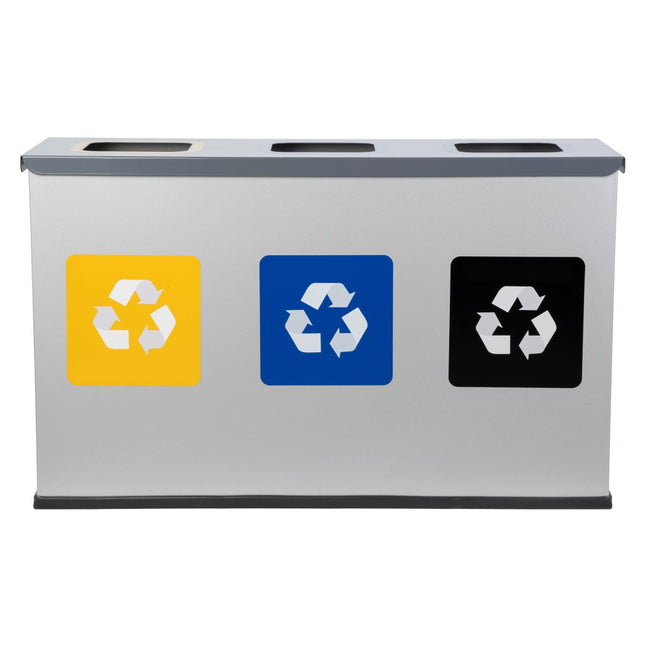 Cos de gunoi pentru colectare selectiva, Alda, inox, 3X35 L