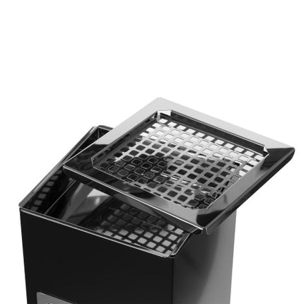 Coș de gunoi cu scrumieră Alda Mirage din oțel negru 22 litri pentru exterior sita