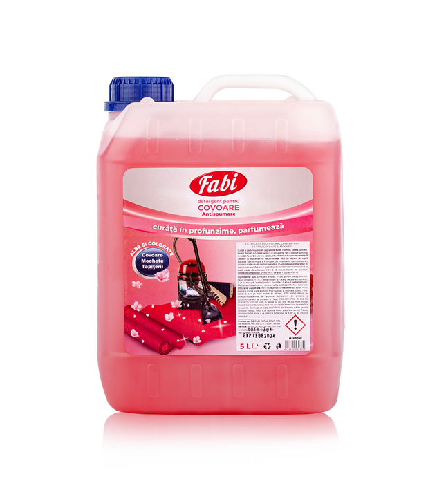Detergent profesional antispumant pentru covor și mochetă, injecție-extracție, Fabi, 5L