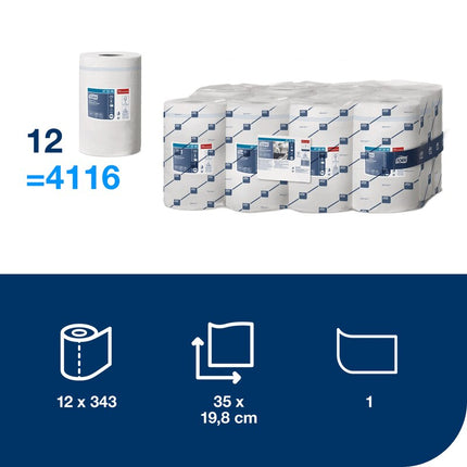 Prosoape cu derulare centrală, Tork, Mini, Reflex Advanced, alb, 1 strat, 120m/rolă (12 role/bax), M3 - 473246