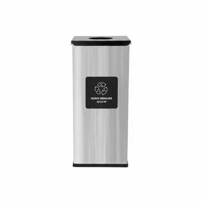 Coș de gunoi pentru colectare selectivă Alda EKO Square Prestige 60 litri din inox cu capac negru