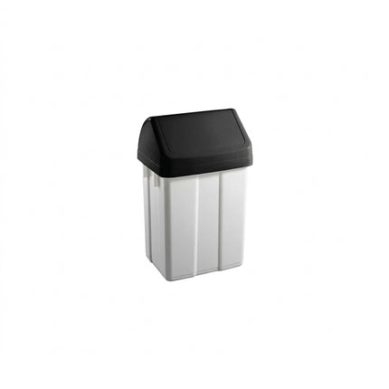 Cos de gunoi Patty 12L alb cu capac batant negru