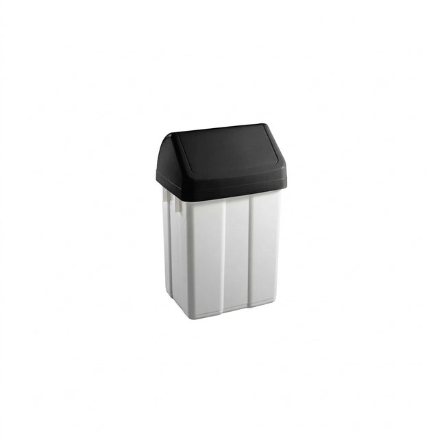 Cos de gunoi Patty 12L alb cu capac batant negru