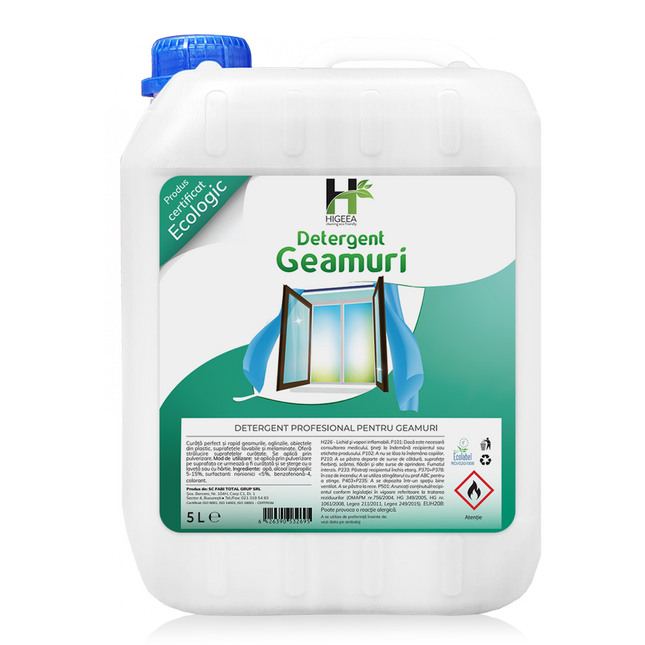 Detergent pentru geamuri, Higeea, 5L, etichetă ecologică