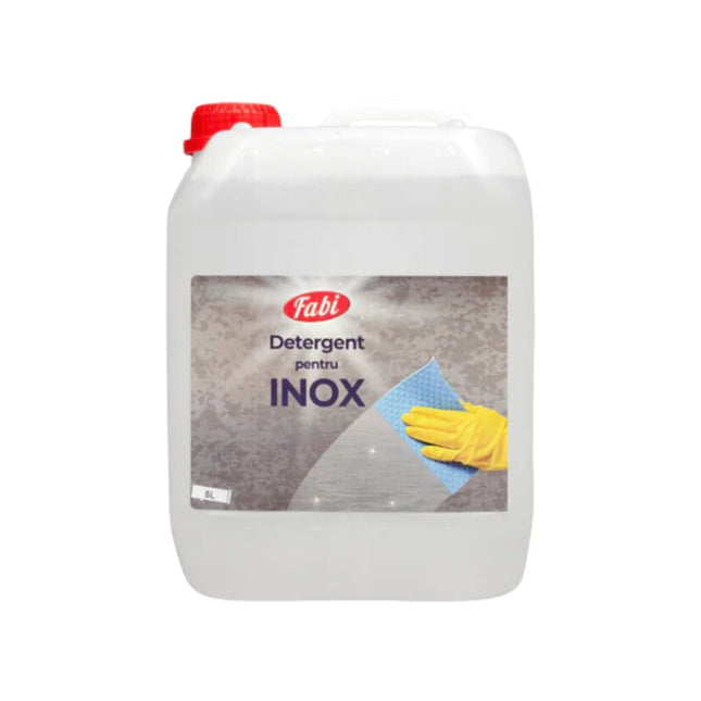 Detergent profesional eficient de 5 litri pentru suprafețe din inox, redă luciul și protejează împotriva amprentelor și petelor.