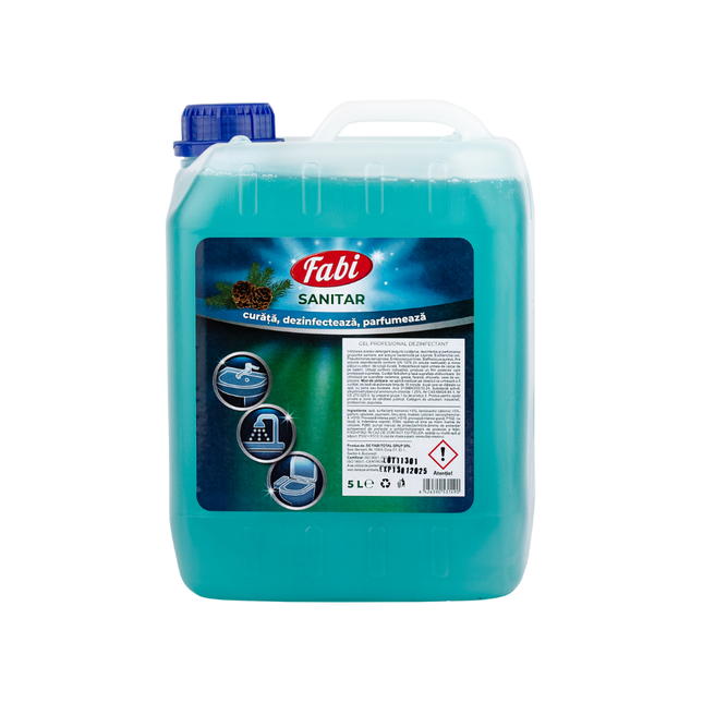 Detergent special pentru băi și toalete. Elimină calcarul și dezinfectează eficient suprafețele.