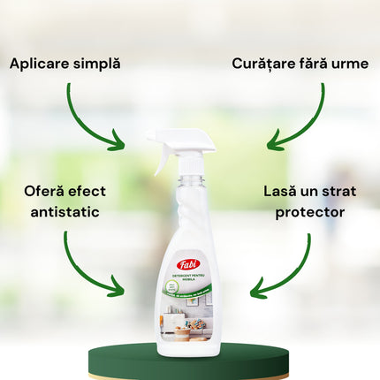 aplicare simpla, curatare fara urme, efect antistatic si lasa un strat protector
