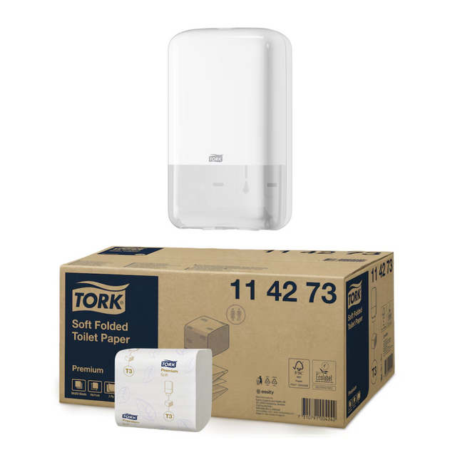 Pachet Tork cu dispenser T3 si hartie igienica Premium Soft