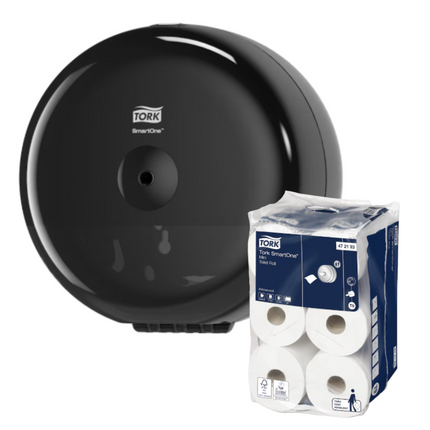 Pachet Tork cu dispenser SmartOne Mini negru si hartie