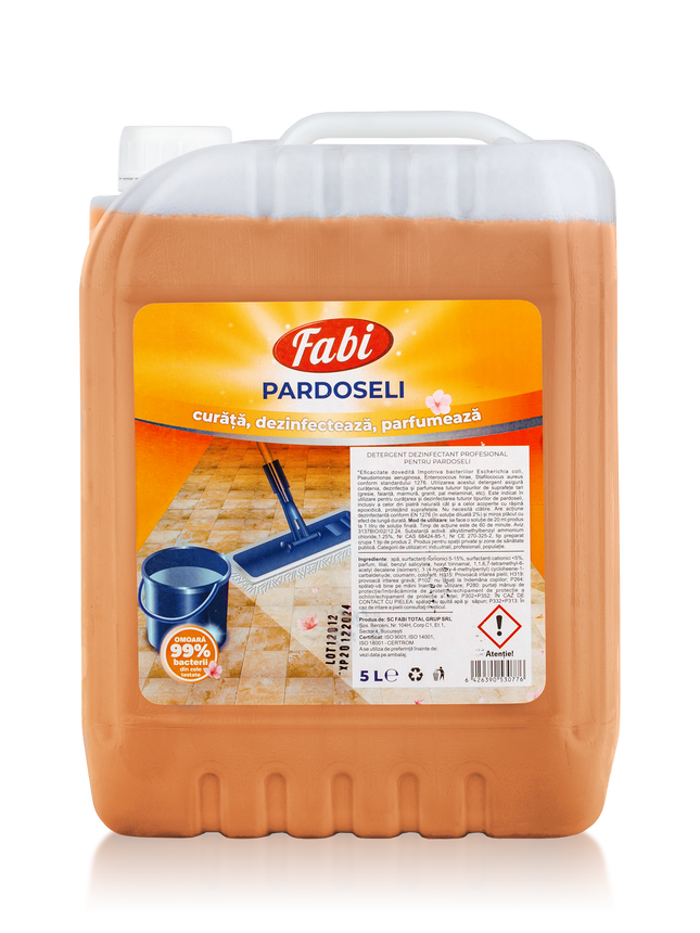 Detergent profesional pentru pardoseli, Fabi dezinfectant, portocaliu, 5L
