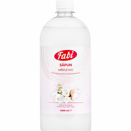 Săpun lichid, Fabi, alb, parfum iasomie, trandafir și ylang ylang