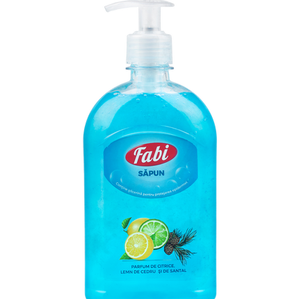 Sapun lichid, Fabi, albastru, parfum citrice, lemn de cedru si santal