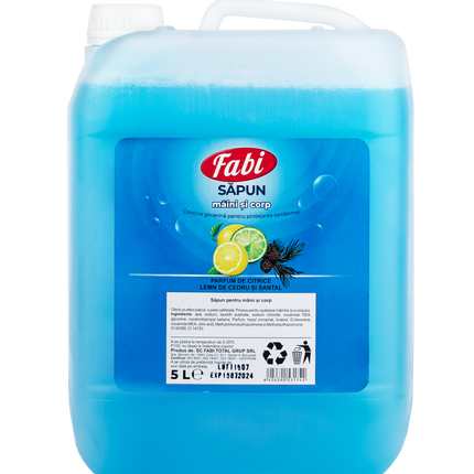 Sapun lichid, Fabi, albastru, parfum citrice, lemn de cedru si santal